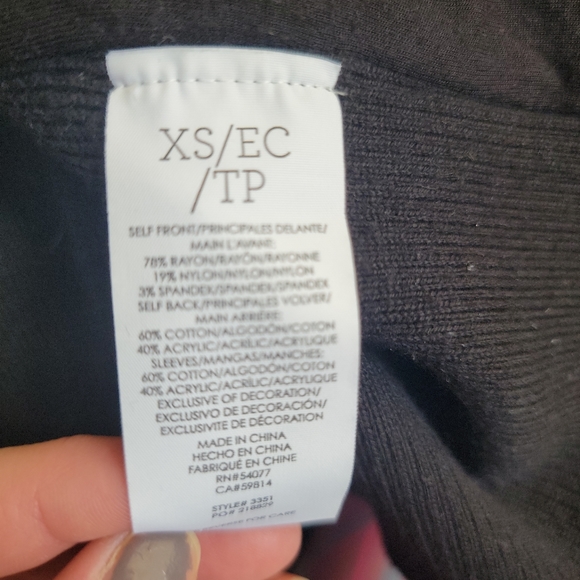 Cabi Women's Sz S Tailor Coat Black Knit Jacket Faux Leather Trim Moto #3351 - Picture 6 of 7